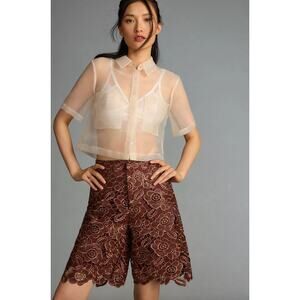 NWT ANTHROPOLOGIE Floral Faux Leather Shorts size 0